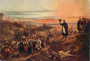 B572 Bellange, Napoleon at Wagram fine art painting vintage postcard
