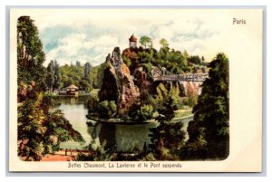 Buttes Chaumont Suspension Bridge Paris France UNP UDB Postcard C19