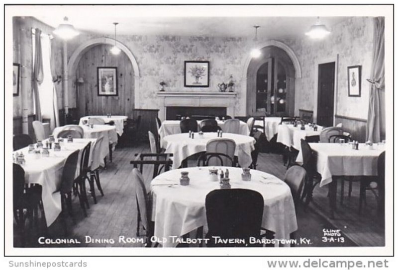 Interior Colonial Dining Room Old Talbott Tavern Bardstown Kentucky Real Photo