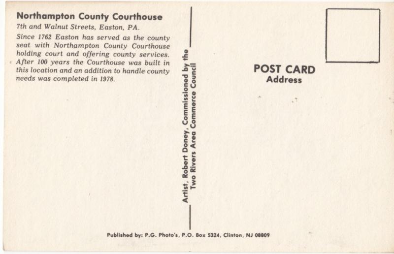 Northampton County Courthouse, Easton, PA, unused Postcard