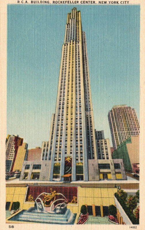 Vintage Postcard RCA Building Rockefeller Center Observatory Top New York City