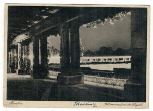 Poland 1933 Used Postcard Wroclaw Germany Breslau Silesia Pergola Park at Night