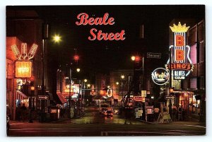 MEMPHIS, TN Tennessee ~ Blues Clubs BEALE STREET 1994 Night Neon 4x6 Postcard