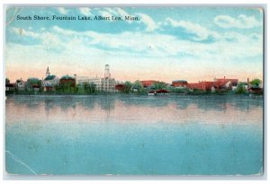 1923 South Shore Fountain Lake Albert Lea Minnesota MN Vintage Antique Postcard