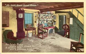 Postcard An Irish Home House Interior and Poem by Eva Brennan Spinning Wheel