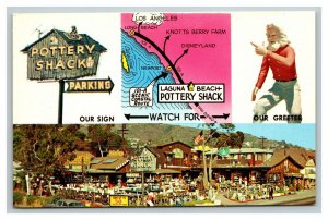 Vintage 1960's Postcard Laguna Beach Pottery Shack Laguna Beach California