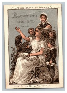 Vintage 1880's Victorian Trade Card The United States Life Insurance Co New York