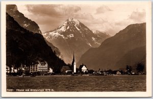 Fiuelen und Bristenstock Switzerland Buildings & Mountain RPPC Photo Postcard