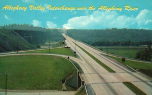 Vintage Postcard Allegheny Valley Interchange Over Allegheny River PA Turnpike