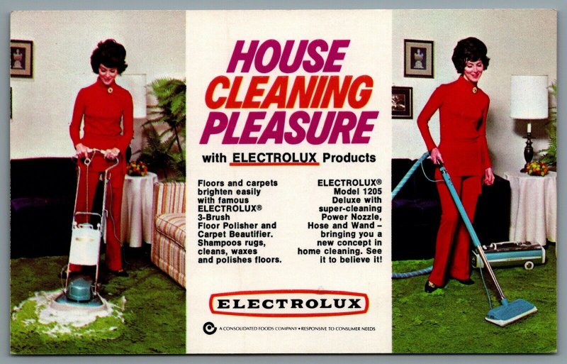 Postcard c1960s Electrolux House Cleaning Pleasure Model 1205 Advert Indiana