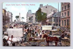 Market Day Jacques Cartier Square Montreal Quebec Canada UNP PPC DB Postcard B14