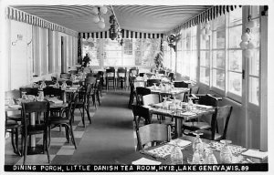 Little Danish Tea Room Dining Porch, Real Photo Lake Geneva WI 