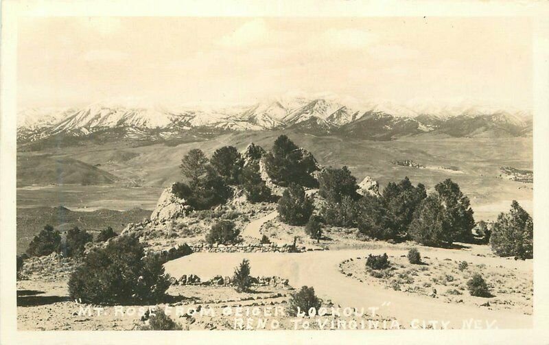 Nevada Virginia City Mt Glacier Geiger lookout RPPC Photo Postcard 22-4502