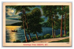 Generic Lake Scene Greetings From Ghent Kentucky KY Linen Postcard G18