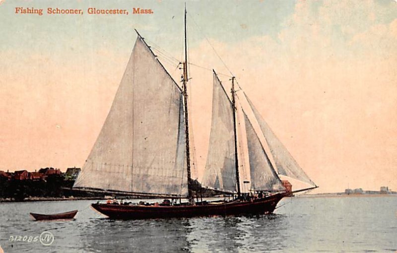 Fishing Schooner Firms Fish by Wireless, Sail Boat.  - Gloucester, Massachuse...