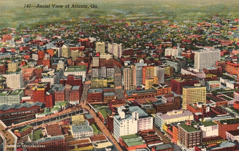 Vintage Postcard Aerial View Metropolitan City Building Panorama Atlanta Georgia