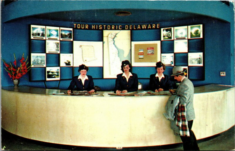 Vtg 1950s Information Center Delaware Memorial Bridge Wilmington DE Postcard