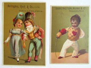 PHILADELPHIA DARLINGTON RUNK & CO SET OF 2 ANTIQUE VICTORIAN TRADE CARDS