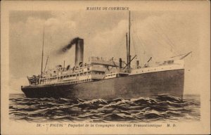 STEAMSHIP STEAMER Paquebot Figuig c1910 Postcard