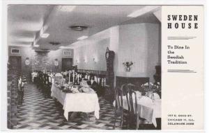 Sweden House Restaurant Interior Chicago IL postcard