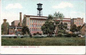 Postcard PA Bethlehem - Bethlehem Silk Mill with water tower
