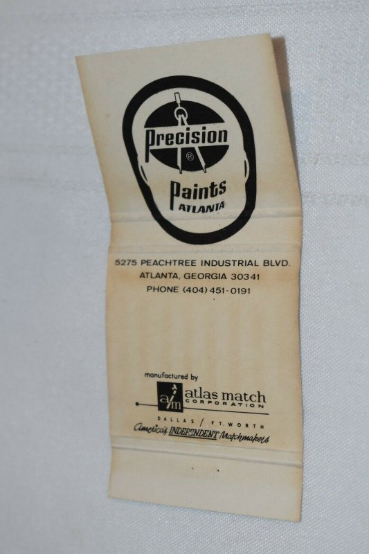 Precision Paints Atlanta GA Advertising 30 Strike Matchbook Cover