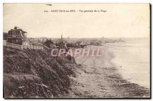 Old Postcard Saint Pair sur Mer general view of the beach