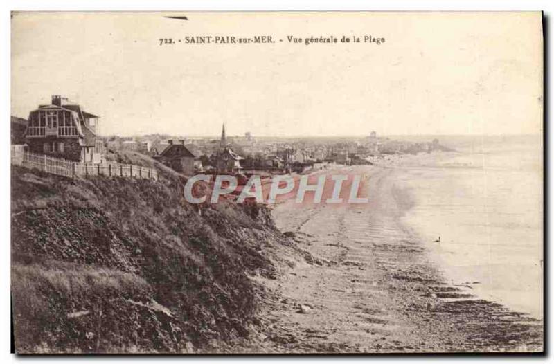 Old Postcard Saint Pair sur Mer general view of the beach