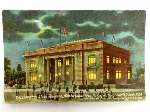 Vintage Postcard 1910s Washington State Building Alaska Yukon Pacific Exposition