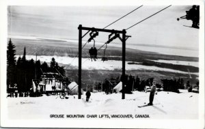 RPPC Real Photo BC Vancouver Grouse Mountain Chair Lifts Ski Area 1940s K48