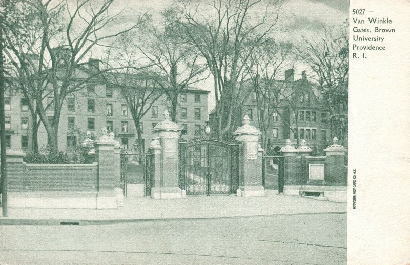 Vintage Postcard Van Winkle Gates Brown University Providence Rhode Island R. I.