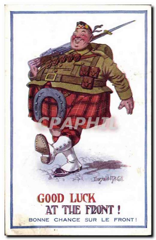 Old Postcard Fantasy Illustrator Donald McGill Good luck at the forehead Army