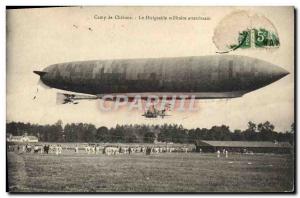 Old Postcard Jet Aviation Airship Zeppelin Camp Chalons military airship landing