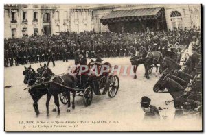 Postcard Old Messrs King and Queen of & # 39Italie in Paris The procession ha...