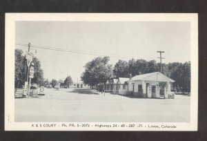 LIMON COLORADO K&S COURT MOTEL GAS STATION VINTAGE ADVERTISING POSTCARD