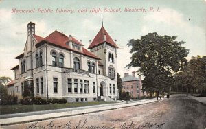 Memorial Public Library and High School Westerly, Rhode Island USA View Postc...