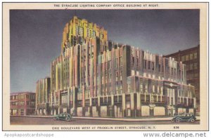 New York Syracuse The Syracuse Lighting Company Office Building At Night 1940