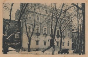 Columbus Hall Montreal Antique Canada Winter Postcard