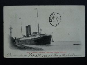 Bermuda LIGHTHOUSE Two Rocks Passage THE TRINIDAD Ship c1908 Postcard by F.W.G.