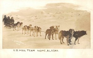 RPPC U.S. MAIL DOG TEAM NOME ALASKA LOMEN BROS REAL PHOTO POSTCARD (c. 1910)