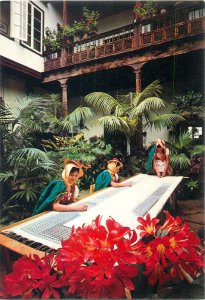 Postcard Canary Isles Handcraft tapestry Casa de los Balcones native women