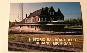 Vintage postcards Historic Railroad Train Depot Durand Michigan 1988