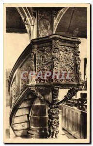 Old Postcard Guimiliau Finistere Interior Church The pulpit