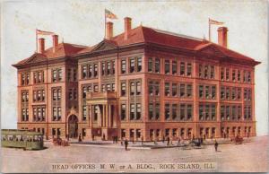 Head Offices M.W. of A. Building Rock Island Illinois IL Woodmen Postcard E16