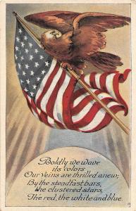 American Flag w Patriotic Text on Meaning c1910 Postcard