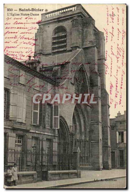 Postcard Old Saint Dizier The church Notre Dame