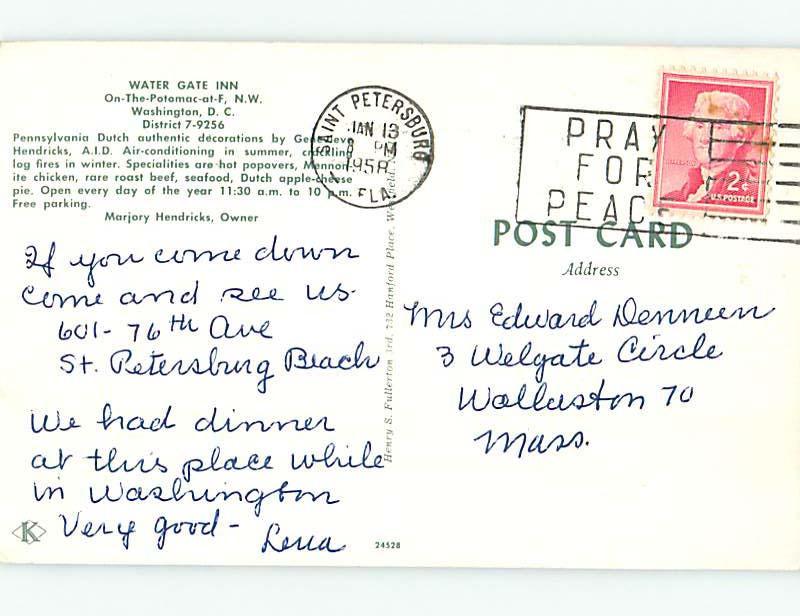Pre-1980 WATER GATE INN RESTAURANT Washington DC M9606