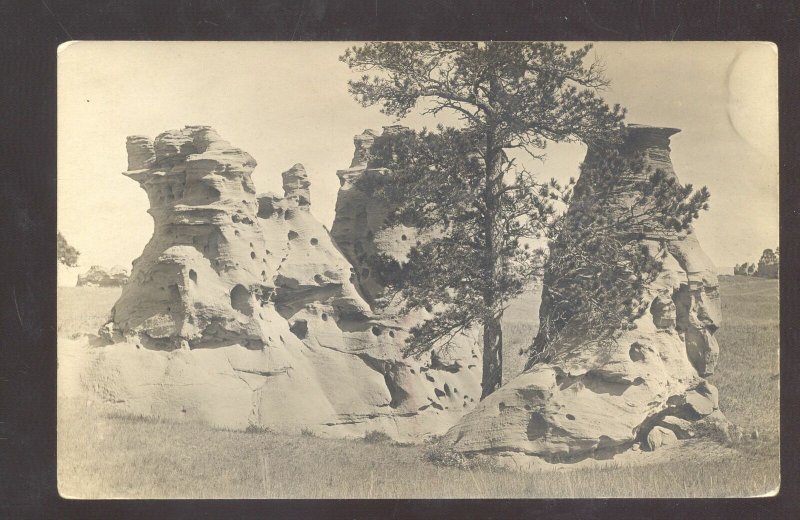 RPPC MONTANA BADLANDS UNUSUAL ROCK FORMATION CYKO  REAL PHOTO POSTCARD