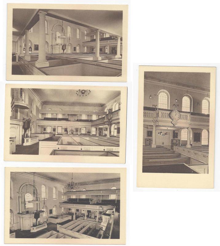 Boston Old South Meeting House Interiors Meriden Gravure Collotype 4 postcards