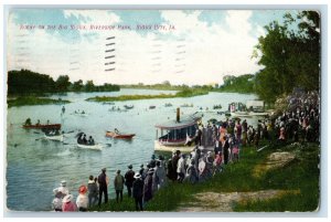 1907 Scene On The Big Sioux Riverside Park Boats Sioux City Iowa IA Postcard